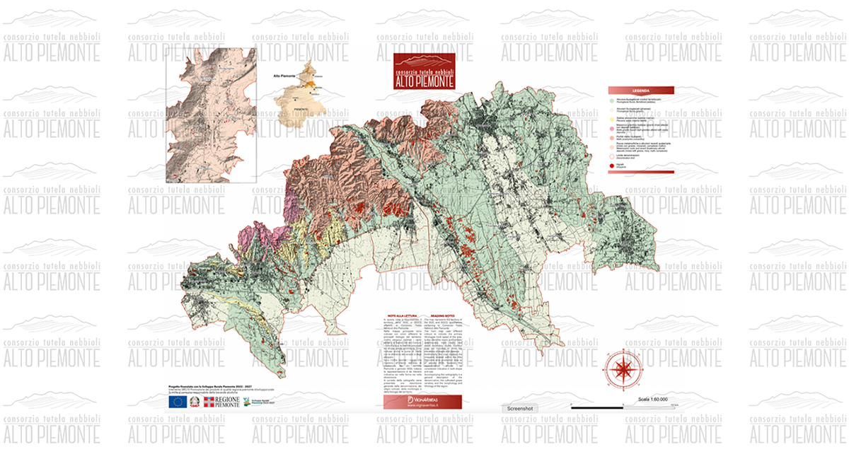 Mappa del territorio del Consorzio Tutela Nebbioli Alto Piemonte